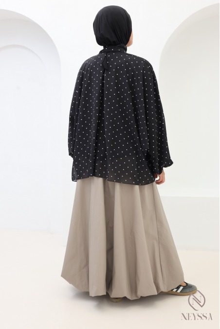 Jupe coupe ballon en coton taupe tendance hijabi