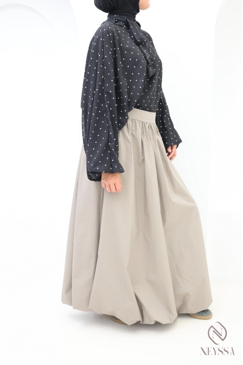 Jupe coupe ballon en coton taupe tendance hijabi