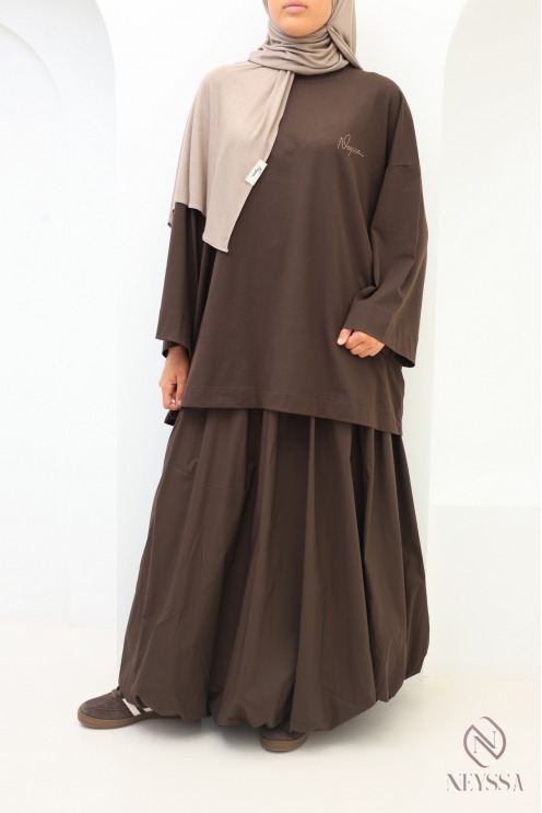 Trendy 100% cotton maxi balloon skirt with lining