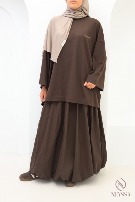Jupe tendance maxi coupe ballon 100% coton avec doublure