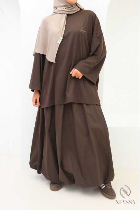 Trendy 100% cotton maxi balloon skirt with lining
