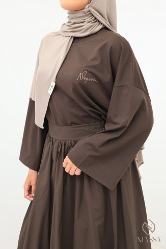 Trendy 100% cotton maxi balloon skirt with lining 2