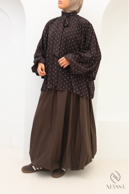 Trendy 100% cotton maxi balloon skirt with lining