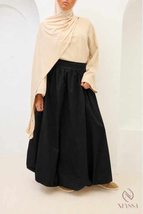 Jupe longue coupe ballon en coton avec doublure noir