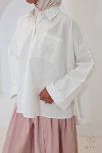 Chemise à bouton coupe ample en coton blanc Neyssa 2