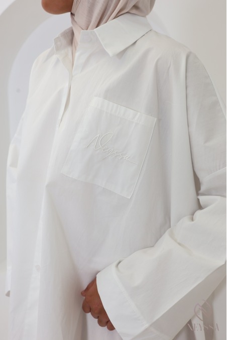 Chemise à bouton coupe ample en coton blanc Neyssa
