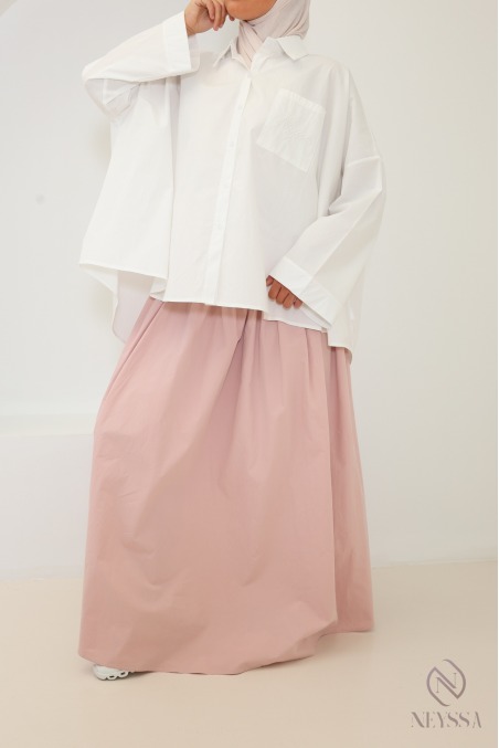 Chemise à bouton coupe ample en coton blanc Neyssa