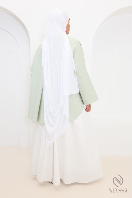 Chemise ample en coton vert d'eau avec poche