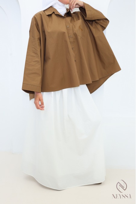 Chemise oversize marron à boutons en coton by Neyssa