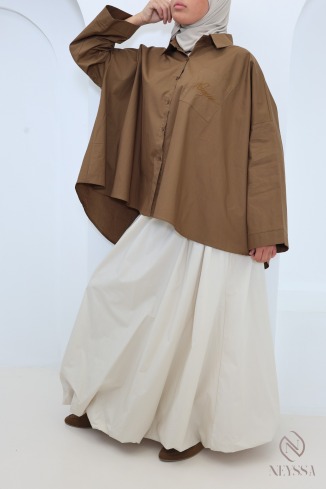 Chemise oversize marron à boutons en coton by Neyssa