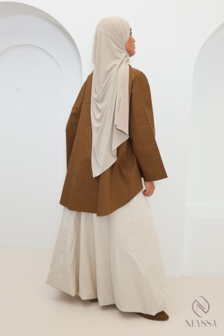 Brown Oversized Button-Down Cotton Shirt by Neyssa 2