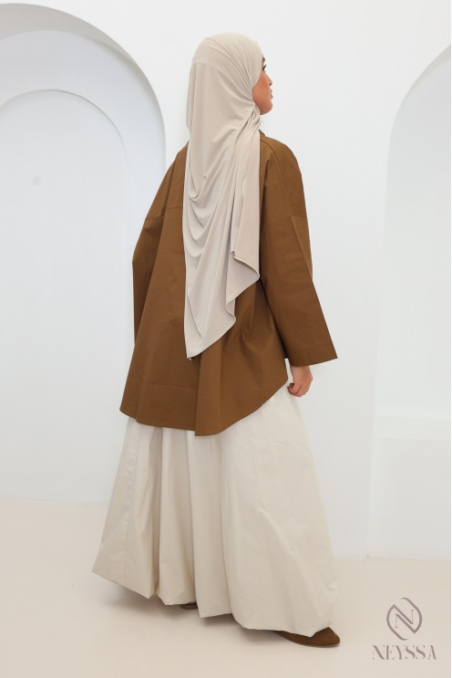 Chemise oversize marron à boutons en coton by Neyssa