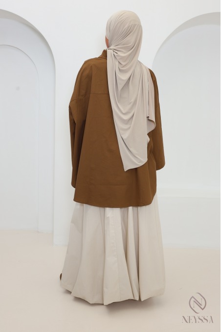 Chemise oversize marron à boutons en coton by Neyssa