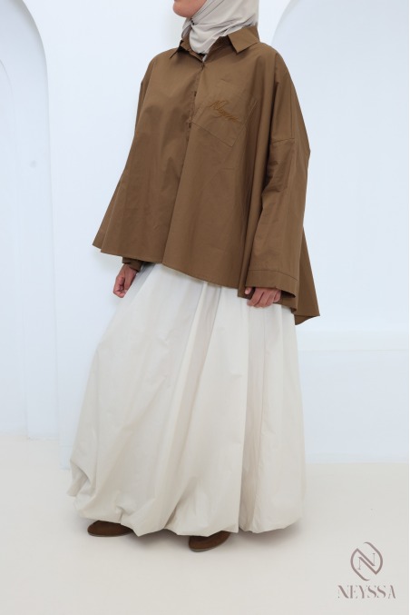 Chemise oversize marron à boutons en coton by Neyssa