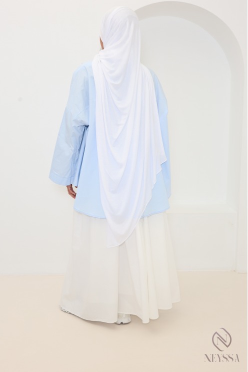 Chemise oversize mi longue baby blue coton