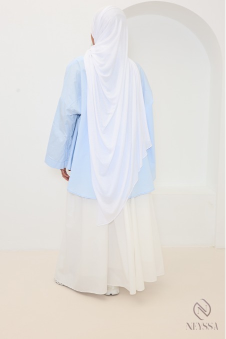 Oversize-Hemd in Babyblau, halblang, aus Baumwolle
