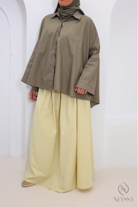 Chemise oversize manches longues coton kaki