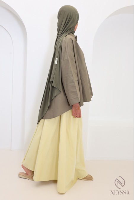 Chemise oversize manches longues coton kaki
