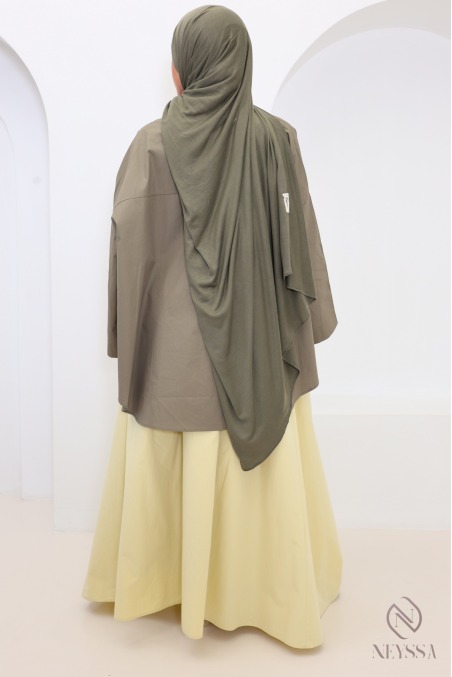 Chemise oversize manches longues coton kaki