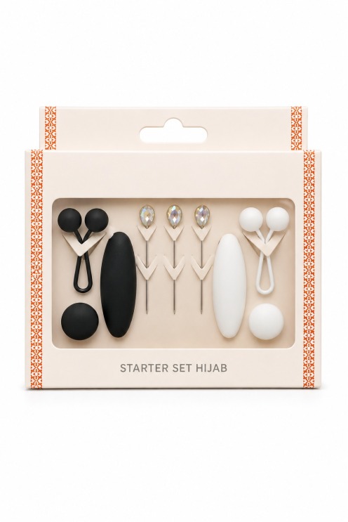 Pack of discreet black pins for hijabs, for secure fastening