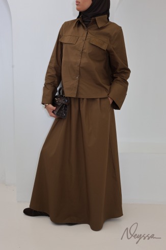 Neyssa Women's Long Skirt and Cotton Blouse Set