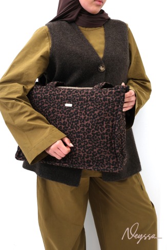 Sac épaule léopard 100% coton grand format Neyssa