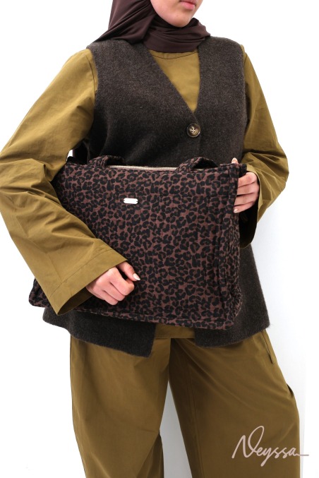 Sac épaule léopard 100% coton grand format Neyssa