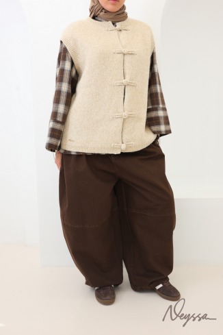 Women's loose-fit knit cardigan with Chinese buttons