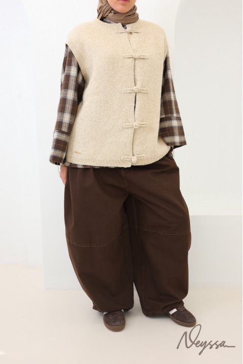 Women's loose-fit knit cardigan with Chinese buttons