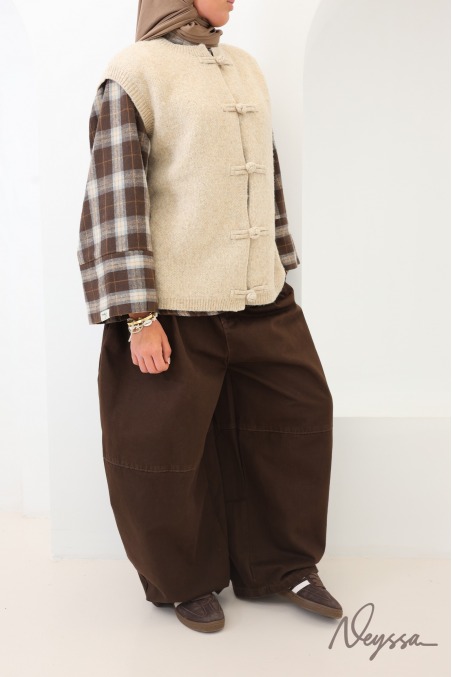 Women's loose-fit knit cardigan with Chinese buttons