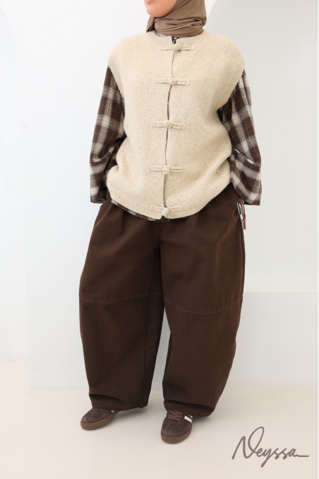 Women's loose-fit knit cardigan with Chinese buttons