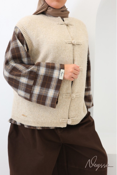 Women's loose-fit knit cardigan with Chinese buttons