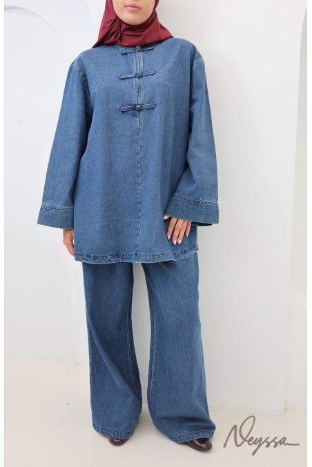 Women's Loose-Fitting 2-Piece Set with Chinese-Style Buttons