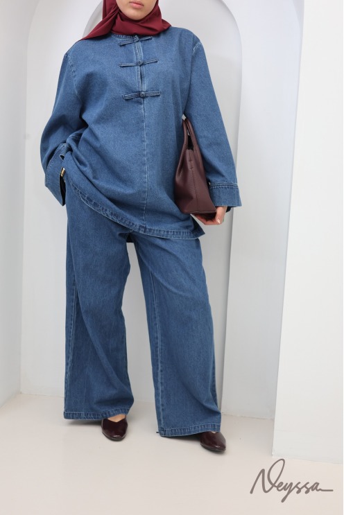 Women's Loose-Fitting 2-Piece Set with Chinese-Style Buttons