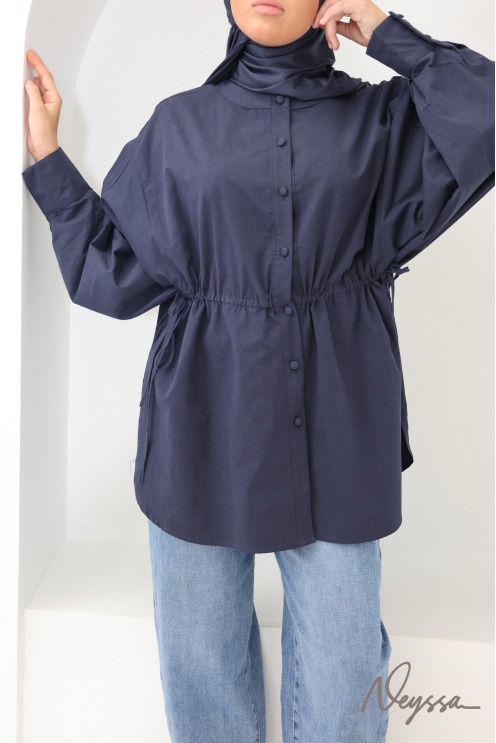 Chemise longue oversize manches papillons 100% coton