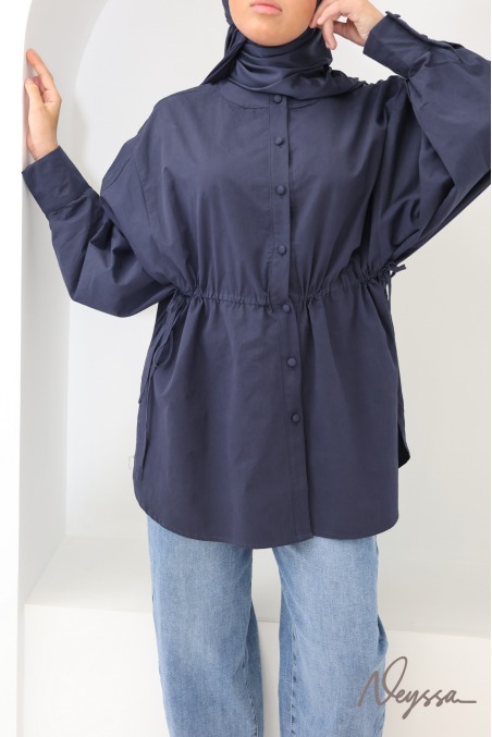 Oversized Long Shirt with Butterfly Sleeves, 100% Cotton