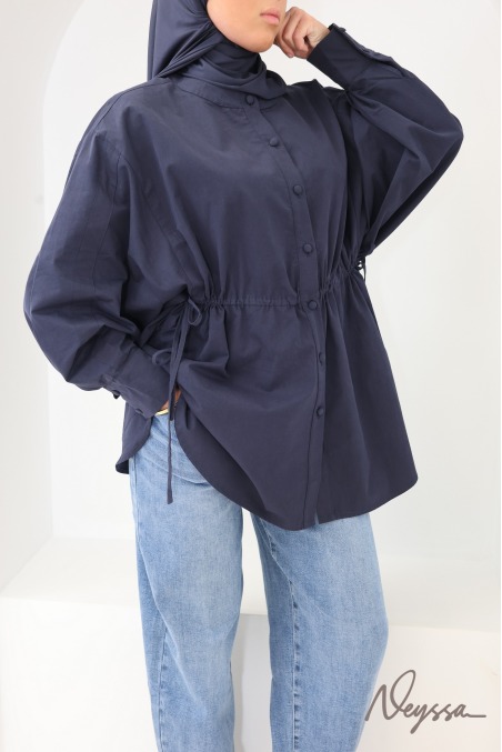 Chemise longue oversize manches papillons 100% coton