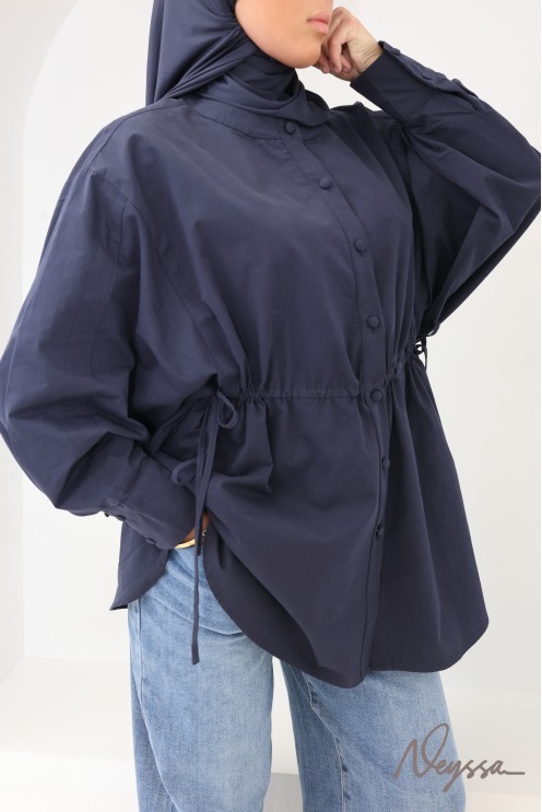 Oversized Long Shirt with Butterfly Sleeves, 100% Cotton