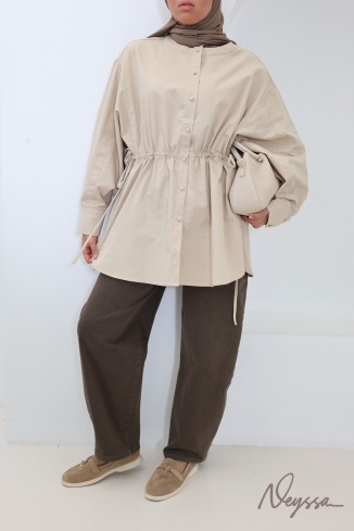 Chemise oversize beige 100% coton must have