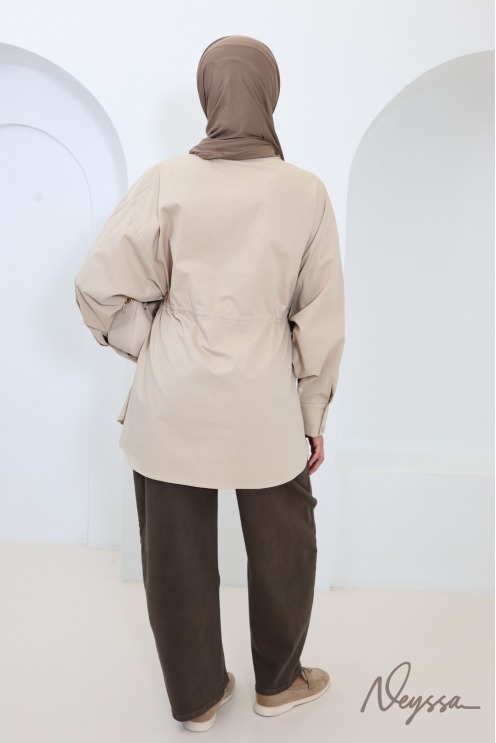 Must-Have Beige Oversized Shirt, 100% Cotton