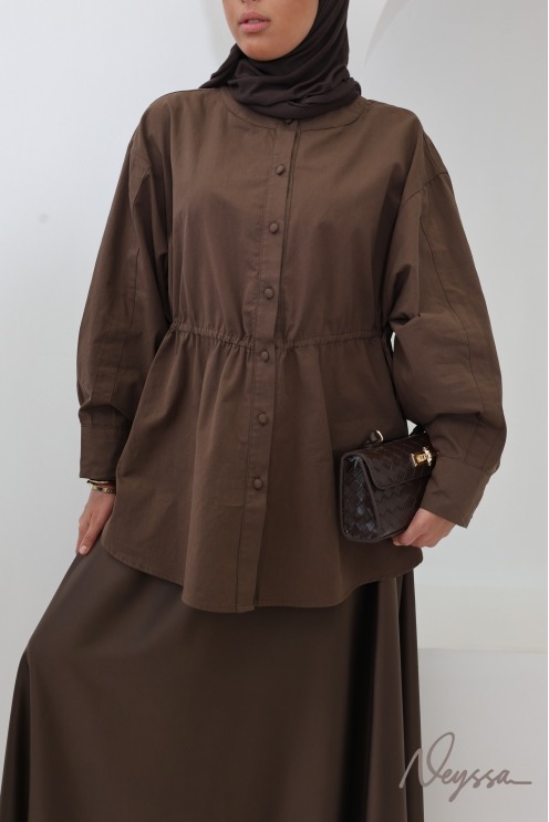 Trendy 100% Cotton “Coffee” Long-Sleeve Shirt