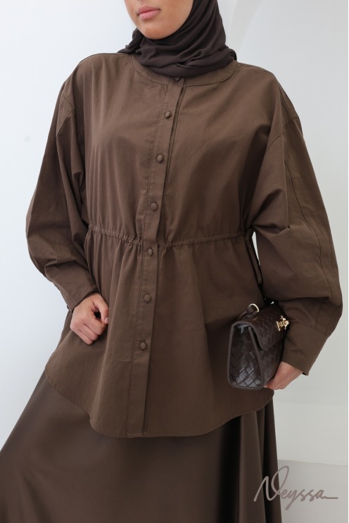 Trendy 100% Cotton “Coffee” Long-Sleeve Shirt