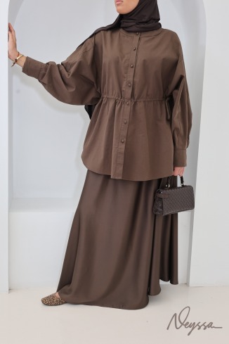 Trendy 100% Cotton “Coffee” Long-Sleeve Shirt