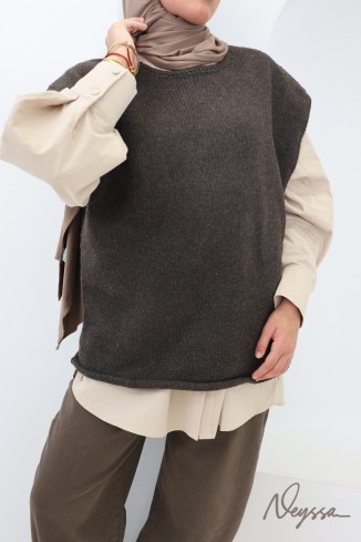 Pull sans manches femme en maille texturée 2