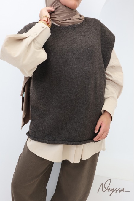 Pull sans manches femme en maille texturée