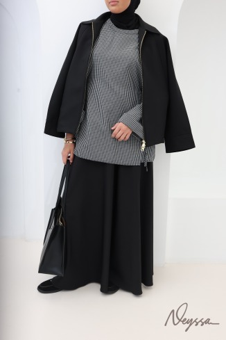 Oversize-Damenjacke in Schwarz mit Anzugstoff-Optik