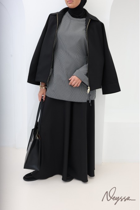 Oversize-Damenjacke in Schwarz mit Anzugstoff-Optik