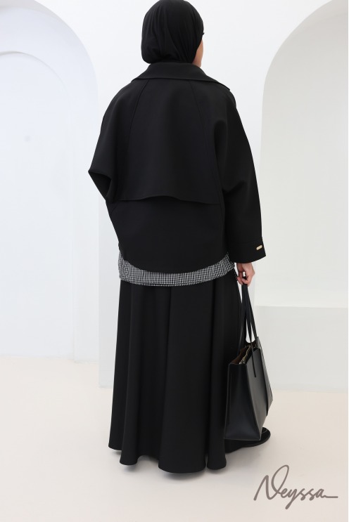 Women's Oversized Jacket in Black Suit-Style Fabric
