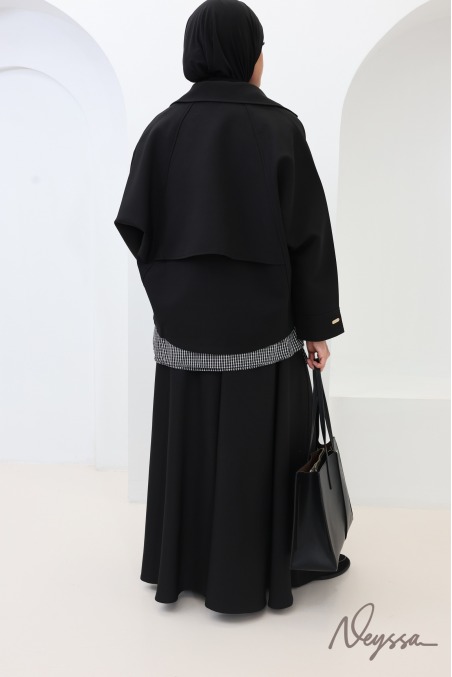Women's Oversized Jacket in Black Suit-Style Fabric