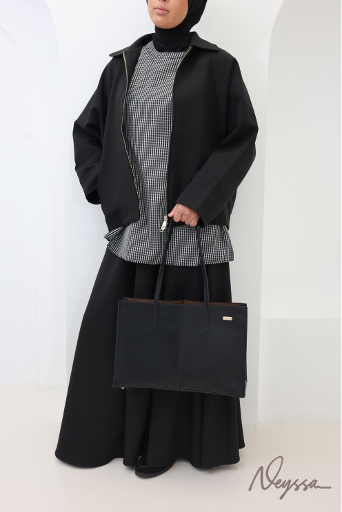 Women's Oversized Jacket in Black Suit-Style Fabric